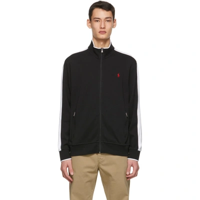 Shop Polo Ralph Lauren Black Cotton Interlock Track Jacket