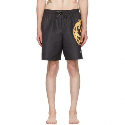 Shop Versace Black Medusa Crest Swim Shorts In A1008 Black