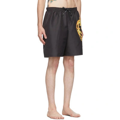 Shop Versace Black Medusa Crest Swim Shorts In A1008 Black