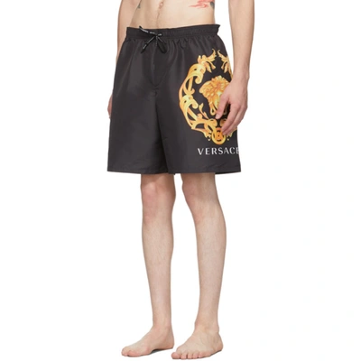 Shop Versace Black Medusa Crest Swim Shorts In A1008 Black