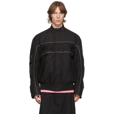 Shop Balenciaga Black Motorbike Bomber Jacket In 1269black/