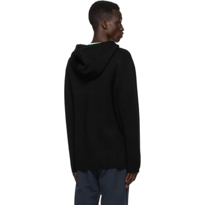 Shop Burberry Black Wool Contrast Pocket Hoodie