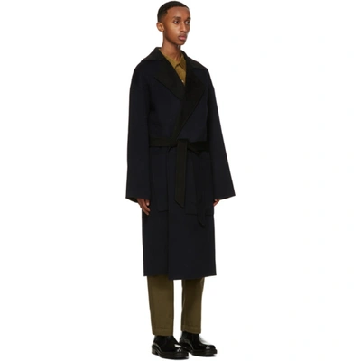 Shop Nanushka Navy & Black Wool Timo Coat In Navy/black