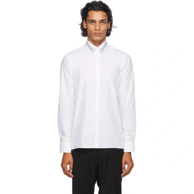 Shop Fendi White Embroidered Collar Shirt In F0qa0 White