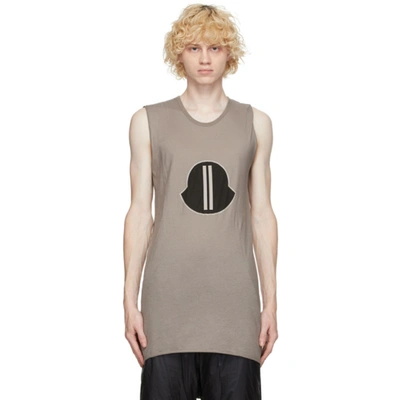 Shop Rick Owens Grey Moncler Edition Logo Tank Top In 250 Dust