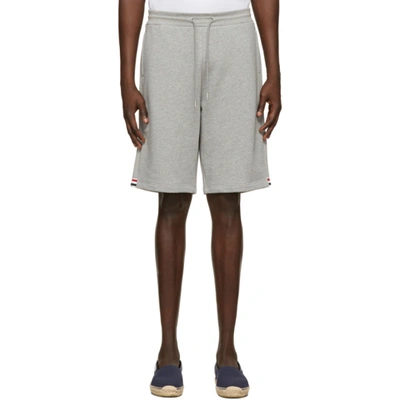 Shop Thom Browne Grey Rwb Stripe Loopback Lounge Shorts In 055 Light G