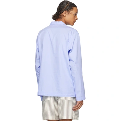 Shop Tekla Blue Pyjama Shirt In Shirt Blue