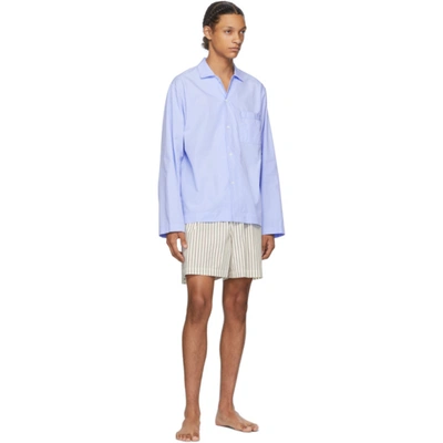 Shop Tekla Blue Pyjama Shirt In Shirt Blue