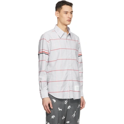 Shop Thom Browne White Oxford Oversized Check Grosgrain Armband Shirt In 960 Rwbwht