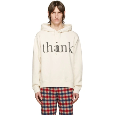 Shop Gucci Off-white 'thank' Hoodie In 9232 Natura