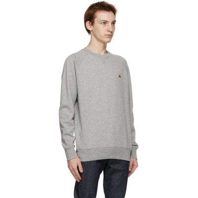 Shop Maison Kitsuné Grey Fox Head Sweatshirt In Grey Melang