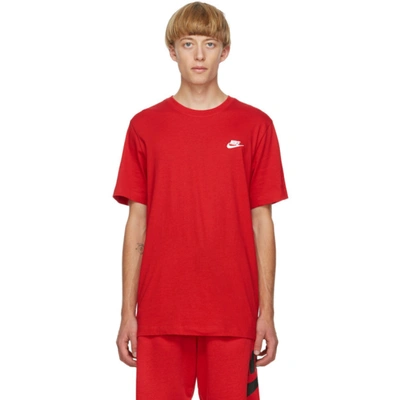Shop Nike Red Sportswear Club T-shirt In 657 Univers