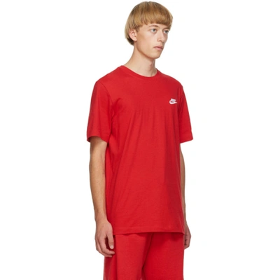 Shop Nike Red Sportswear Club T-shirt In 657 Univers