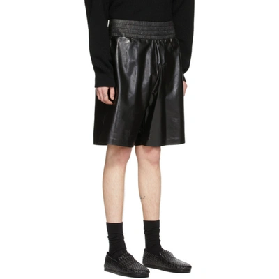 Shop Bottega Veneta Black Shiny Leather Shorts In 1000 Black