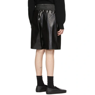 Shop Bottega Veneta Black Shiny Leather Shorts In 1000 Black