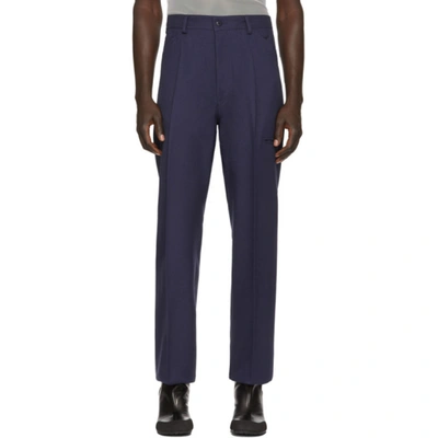 Shop Random Identities Navy High Rise Trousers