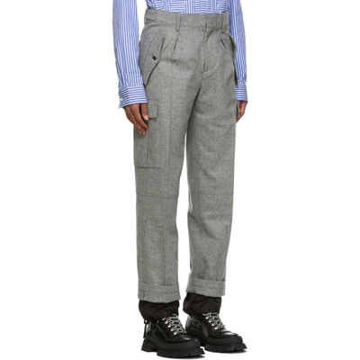 Shop Jw Anderson Grey Wool Double Hem Cargo Trousers In Gry Mel 907