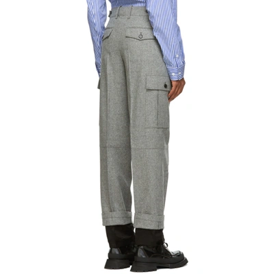 Shop Jw Anderson Grey Wool Double Hem Cargo Trousers In Gry Mel 907