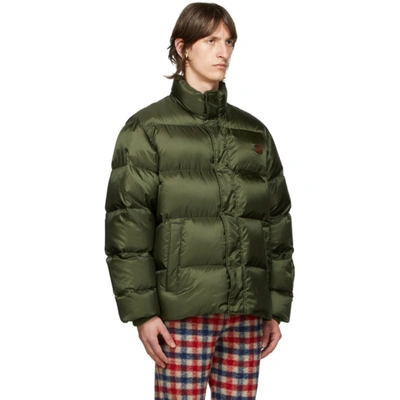 Shop Gucci Green Down Ripstop Coat In 3175 Evergr