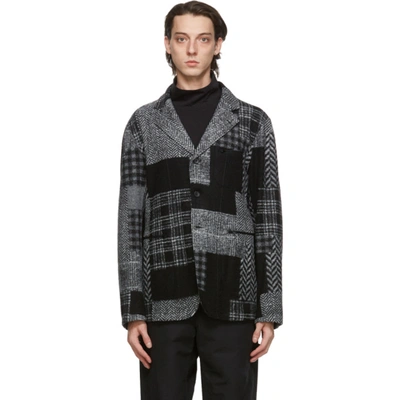 Shop Engineered Garments Black And Grey Wool Herringbone Leisure Jacket In Fi001 Blkgr