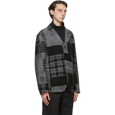 Shop Engineered Garments Black And Grey Wool Herringbone Leisure Jacket In Fi001 Blkgr