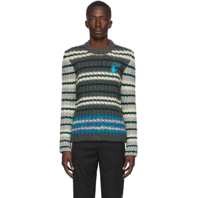 Shop Off-white Grey Wool Hand Crewneck Sweater In Med Grey