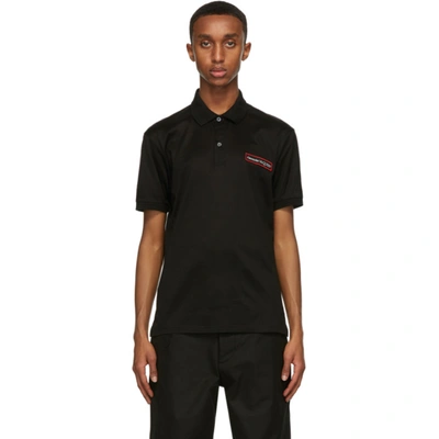 Shop Alexander Mcqueen Black Logo Appliqué Polo In 1000 Black