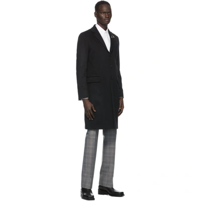Shop Givenchy Black Wool Lapel Pin Long Coat In 001-black