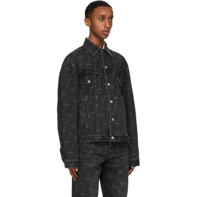 Shop Balenciaga Black Denim Logo Large Fit Jacket In 1052 Stonew