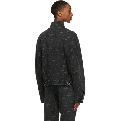 Shop Balenciaga Black Denim Logo Large Fit Jacket In 1052 Stonew
