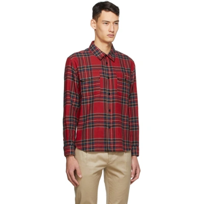 Shop Saint Laurent Red Wool Tartan Shirt In 6278 Reblch