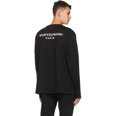 Shop Wooyoungmi Black & White Logo Long Sleeve T-shirt In 708b Black