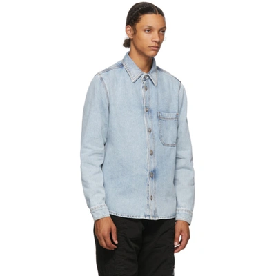 Shop Off-white Blue Denim Stencil Arrows Jacket In Bleach