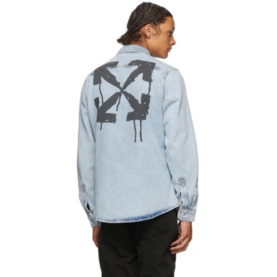 Shop Off-white Blue Denim Stencil Arrows Jacket In Bleach