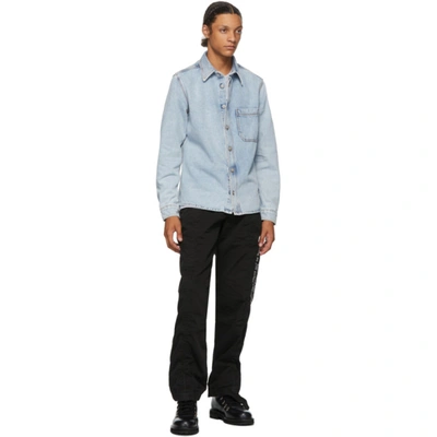 Shop Off-white Blue Denim Stencil Arrows Jacket In Bleach