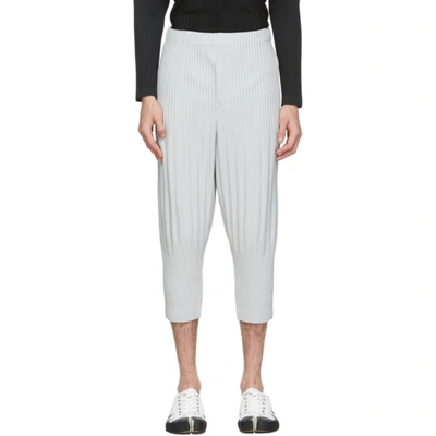 Shop Issey Miyake Grey Cropped Basics Trousers In 11 Light Gr