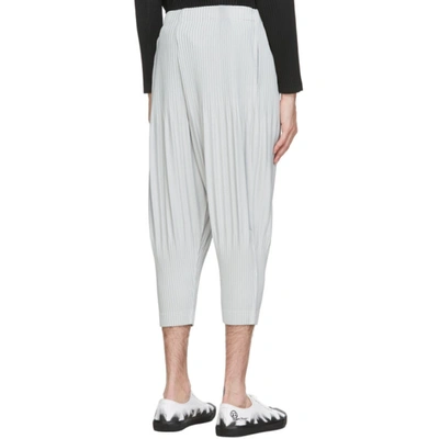 Shop Issey Miyake Grey Cropped Basics Trousers In 11 Light Gr