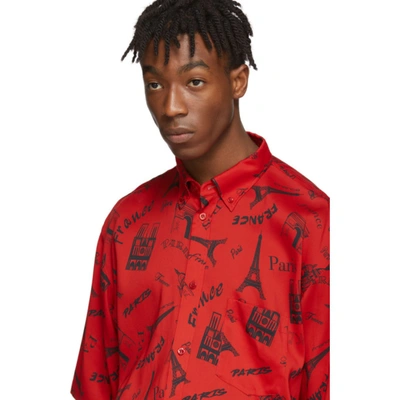 Shop Balenciaga Red Crepe Tourist Shirt In 6400 Red