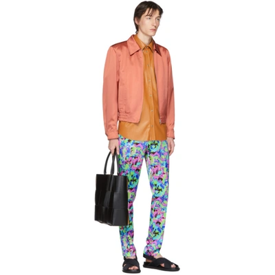 Shop Dries Van Noten Multicolor Floral Trousers In Aqua