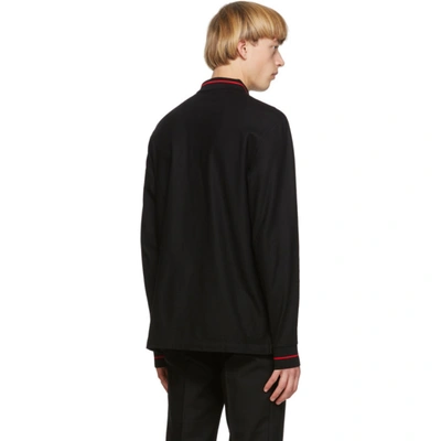 Shop Burberry Black Logo Appliqué Genford Long Sleeve Polo