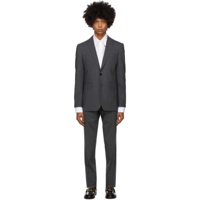 Shop Burberry Grey Wool Slim Suit In Grey A8230