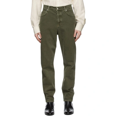 Shop Helmut Lang Green Strap Jeans In Birch Green Stone