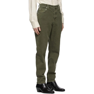 Shop Helmut Lang Green Strap Jeans In Birch Green Stone