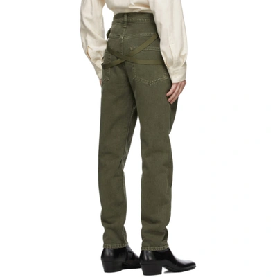 Shop Helmut Lang Green Strap Jeans In Birch Green Stone