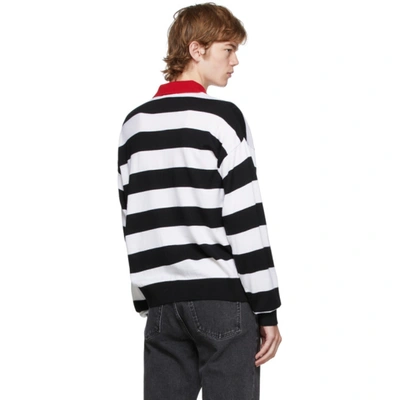 Shop Ami Alexandre Mattiussi Black And White Striped Rugby Polo In Blk/wht 004