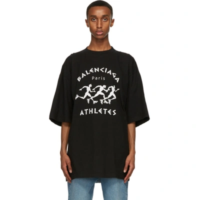 Shop Balenciaga Black Marathon Xl T-shirt In 1070 Black/