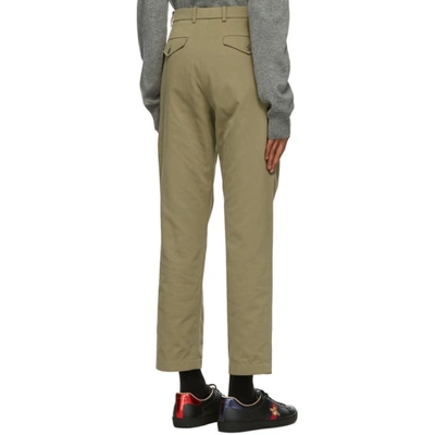 Shop Gucci Khaki Interlocking G Patch Trousers In 2066 Dark P