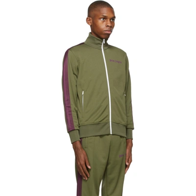 Shop Palm Angels Green College Track Jacket In Military Pu