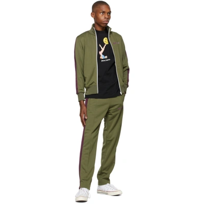 Shop Palm Angels Green College Track Jacket In Military Pu