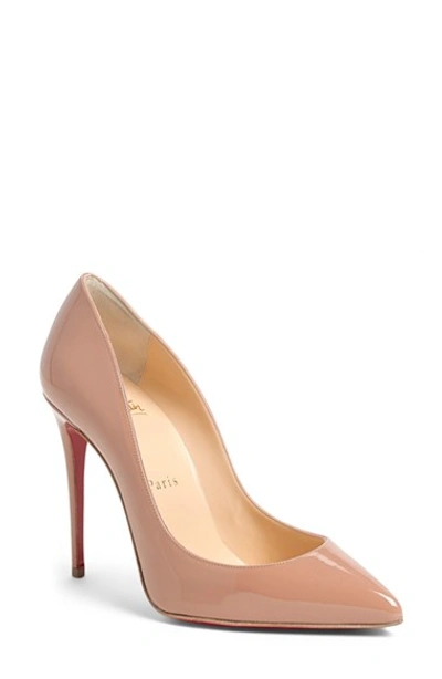 Christian Louboutin 'pigalle Follies' Pointy Toe Pump In Nude Patent